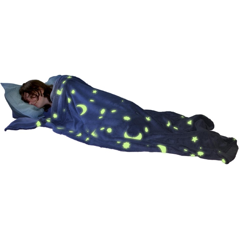 Buddy & Barney Glow-in-the-dark Galaxy Blanket - soft cosy fleece,