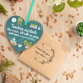 Eco-Friendly Teaching Assistant Gifts Funny Message TA Appreciation Gift End of Year Teacher Assistant Thank You Plastic-Free Sustainable Wooden Hanging Plaque from Parents Students and Teachers