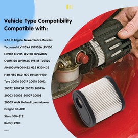 KLWZH 36905 Air Filter for Tecumseh 740083A LEV100 LEV115 LEV120 OVRM105 OVRM65 OVRM120 TVS115 TVS120 Engine Toro Recycler 22 6.5HP 20016 20017 20018 Craftsman Lawn Mower Air Filter