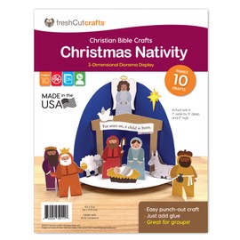 FreshCut Crafts Children’s 3-D Punch-Out Christmas Nativity Bible Craft Kit – Makes 10 Tabletop Display Creations for Sunday School, Homeschool & Church Activities – US-Made Quality Card Stock