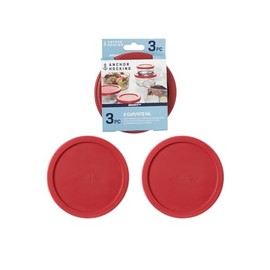 Anchor Hocking Classic Round Food Storage SnugFit Replacement Lids, Red, 2 Cup, Set of 3