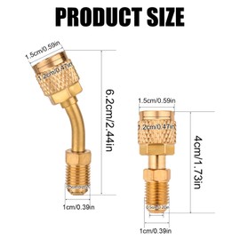 NQEUEPN Straight Adapter & Angled Adapter, R410A Adapter Mini Split Adapter 5/16" Female to 1/4" Male Flare Charging Vacuum Port Adapter for Air Conditioner
