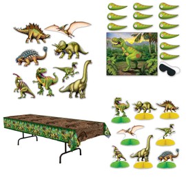 Dinosaur Party Decorations 18 Piece Bundle Tabledover Pin The Tail Game Wall Cutouts Centerpieces