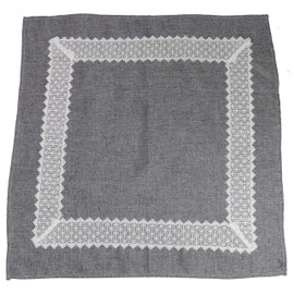 Marina Decoration Vintage Elegant Embroidered Cutwork Kitchen Dining Tablecloth, White Lace with Dark Grey Base 36 Inch Square for Small Coffee Tea Table and Nightstand