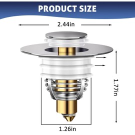 Bathroom Sink Stoppers, Pop Up Bathroom Sink Drain Strainer Anti-Clog Bathroom Drain Stopper for 1.3"-1.6” Diameter Holes, Removable Filter Basket Hair Catcher