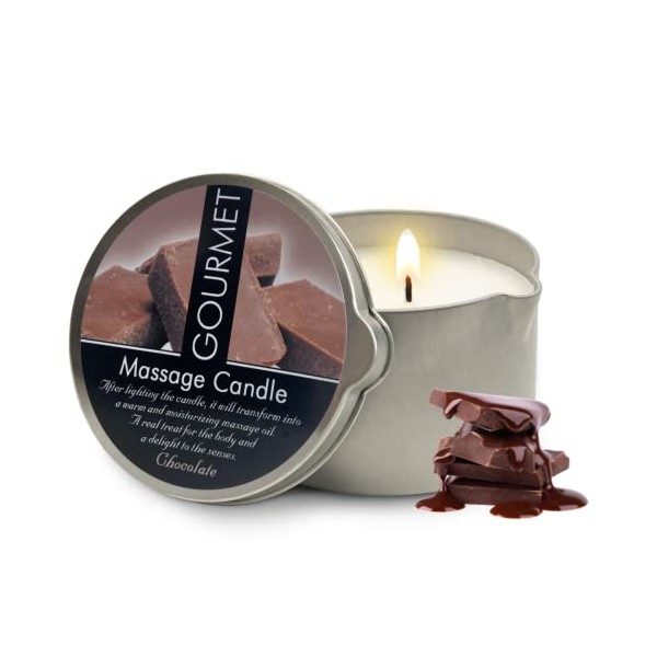 GOURMET COLLECTION Massage Candle for Couples - Moisturizing & Hydrating Skin Care Body Massage Oils Candle - Natural & Vegan (6.76oz) (Chocolate)