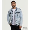 X RAY Mens Denim Jacket, Washed Ripped Distressed Flex Stretch