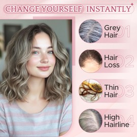 SEGO Pro Hair Toppers for Women Real Human Hair with No Bangs 3.1×3.9 Inch Silk Base Clip-In Topper Natural Looking Hairpieces for Women（14 Inch,Dark Grey）