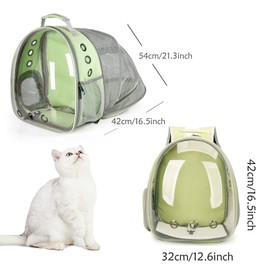 Cat Backpack Carrier Expandable Ventilate Transparent Pet Dog Backpack for Large Cats Hiking, Travel, Outdoor, Airline-Approved Space Capsule Backpack (Green)