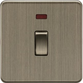 Knightsbridge 20A 1G DP Switch with Neon - Antique Brass