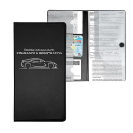 Augeny Car Registration and Insurance Holder, Essential Auto Card Document Glove Box Organizer with Closure, Premium Vehicle Interior Accessories(Small Car,Black)