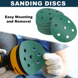 TUCKBOLD Car Sanding Discs 3.5inch 7 Hole 320 Grit Abrasion Resistance | Round Hook and Loop Sandpaper Green 50 Pcs