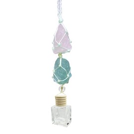 Handmade Healing Crystals Car Rearview Mirror Pendant Square Perfume Empty Glass Bottle Hanging Air Freshener Ornaments