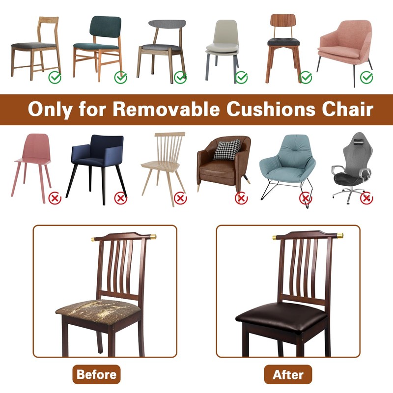 WUSOUPU Leather Seat Covers for Dining Chairs Waterproof Chair Seat