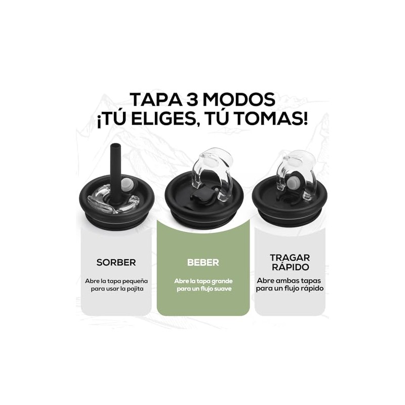 Termo Doble Pico, 24H Frío Acero Inoxidable 25OZ Instinto Real