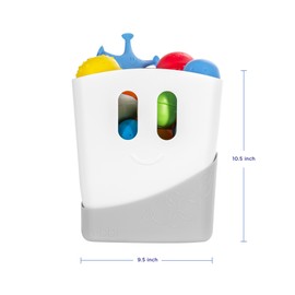 Ubbi Freestanding Bath Toy Organizer Bath Caddy with Removable Drying Rack Bin and Scoop for Toddlers and Baby, Gray