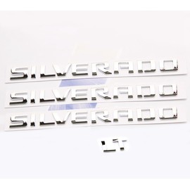 Yoaoo 4pack OEM Nameplate with LT Emblem 3D Badge Replacement for Silverado 1500 2500Hd 3500Hd Series 1999-2018 Gloss Chrome
