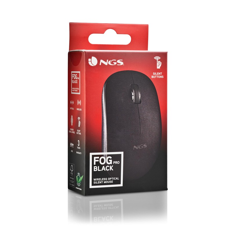 NGS Fog Pro Black - Wireless Mouse, 1000 DPI Optical