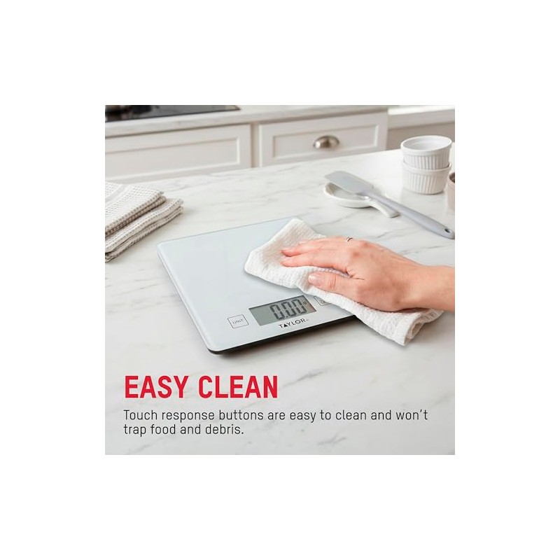 Taylor Compact Glass Kitchen Food Scale, 11 lb Capacity Digital