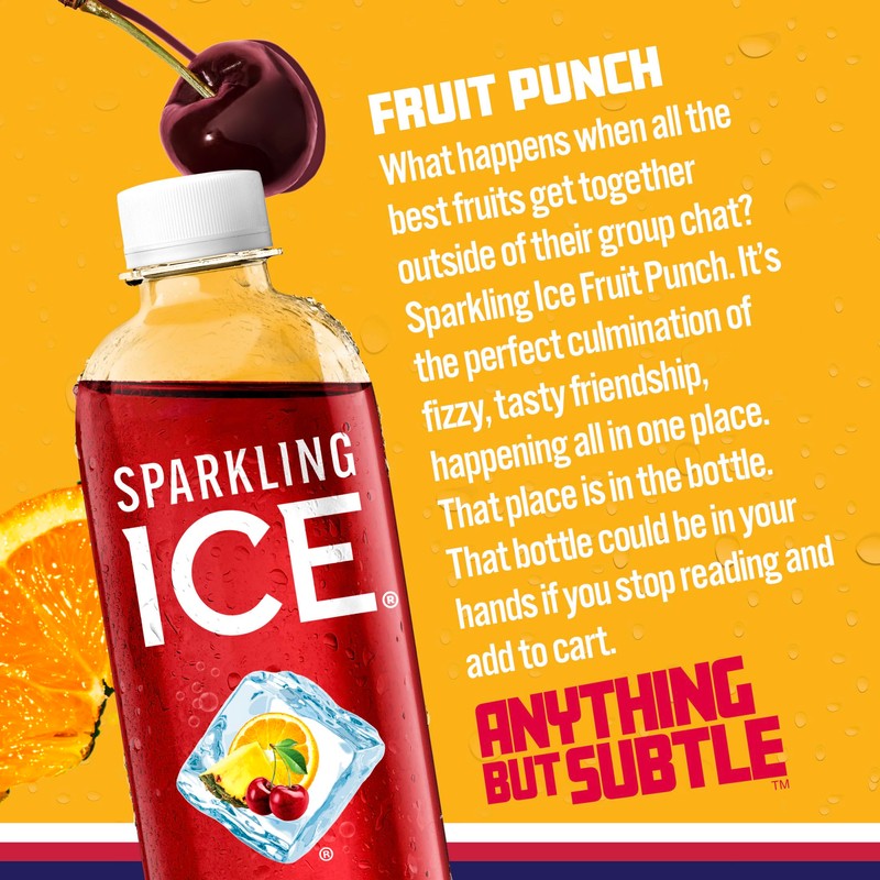 Sparkling Ice, Fruit Punch Sparkling Water, Zero Sugar Flavored Water,