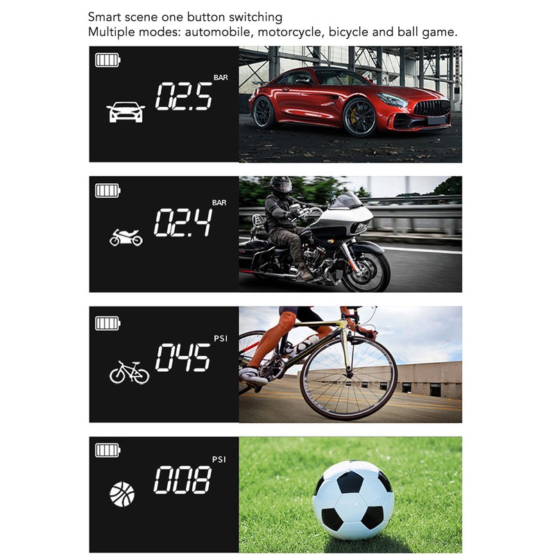 Tire Inflator Electric Cordless Tire Inflatable Pump Digital Display Bike
