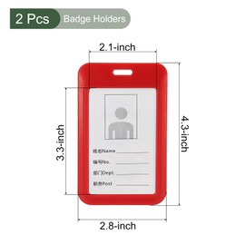 YOKIVE 2 Pcs Badge Holder, ABS Waterproof Vertical ID Holder, Lightweight and Durable, Great for Office Teacher (Red, 4.3 x 2.8-Inch)