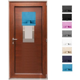 ChYoung Classroom Door Curtains Blackout Shades for Windows and Doors - No Drill Blinds, Room Darkening Tie Up Covering - W 9.8 Inch x H 39 Inch (1, Blue)