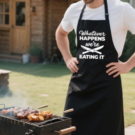 Yctsecha Funny Aprons for Men with Pockets, Mens Aprons for Grilling Cooking BBQ, Grill Gifts for Cooks Chef Dad Father Boyfriend Brother Birthday Christmas Thanksgiving