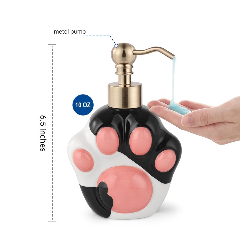 Dog Shape Soap Dispenser (Black/White, Paw Shape Soap Dispenser)