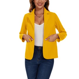 MINTLIMIT Womens Blazers Suit 2 Buttons Suits Notched Lapel Jackets Elegant Business Formal (Yellow M)