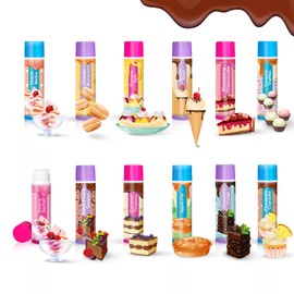 Beauty4Britain Kids Lip Balm Set Sweet Shop - 12 Different Dessert Flavours, Beeswax & Coconut Oil, Colourless, for Girls and Boys