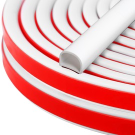 Rubber Weather Stripping Door Seal, D-Shape Self Adhesive Silicone Weather Stripping, Insulation Automotive Weather Stripping for Door Frame Window 9/16" (W) x 15/32" (T) x 19.7' (L) White