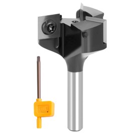 Sinoprotools Face Milling Cutter 8 mm Shank, 3-Sided Planer Cutter with Reversible Plates, 12 mm Carbide Blade, Diameter 39 mm, for Wood Cutters, CNC Milling Cutter for Wood