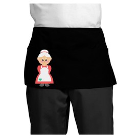 TooLoud Cute Mrs Santa Claus Christmas Dark Adult Mini Waist Apron - Black - One-Size