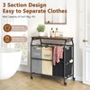 Hoctieon 3 Section Laundry Sorter Cart with Ironing Board, Laundry