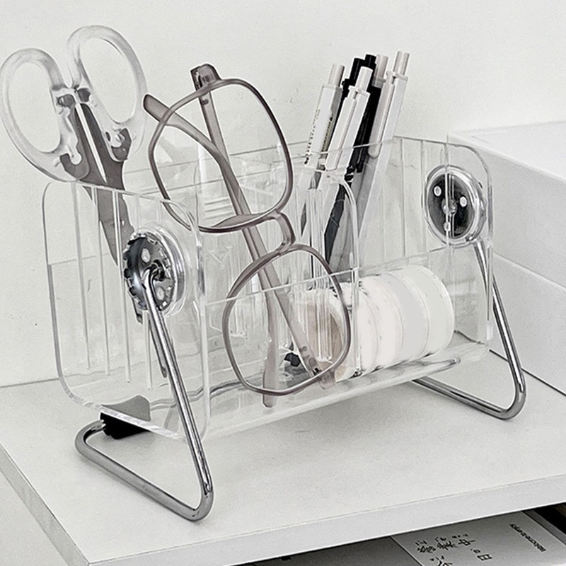 Rotating Clear Acrylic Desk Organizer for Office Supplies Desk Accessories