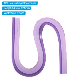PATIKIL 540 x 5mm Rainbow Quilling Strips Paper,120 Pcs Origami Paper Quilling Strip for Art DIY Hand Craft Christmas, Gradient Purple