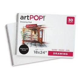 artPOP! Drawing Paper Pads, 2-Pack, 18" x 24", 30 Sheets Each, 80 lb (135gsm), Acid Free Sketchbook for Dry Media, Wirebound Sketchpad for Colored Pencil, Sketching, Graphite, Charcoal, Pastels