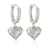 TPSEWXL Silver Heart Dangle Hoop Stud Earrings For Women 14k