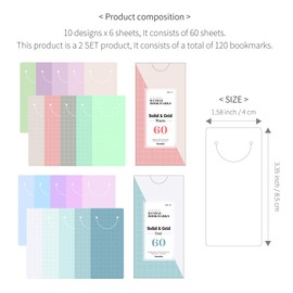 Monolike Bandal Bookmarks Solid & Grid Warm + Cool, 120 Pieces