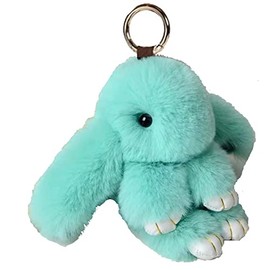 Unpafcxddyig Bunny Keychain Cute Rex Rabbit Fur Keychain Car Handbag Keyring,new lake blue