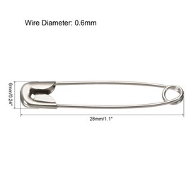 sourcing map Pack of 1000 Safety Pins 28 mm / 1.1 Inch Metal Sewing Needles for Blankets Crafts Brooch Making Silver Tone