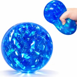 4 INCH Glitter Squishy Stress Ball, Jumbo Blue Squishy Ball Figurines