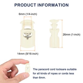 sourcing map 10pcs Plastic Cord Locks Single Hole Spring Toggle Stopper Clip Elastic Clasp Lock Fastener for Drawstring, Paracord, Bags, Clothing, Gloves String Lock Replacement, Beige