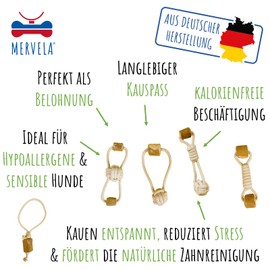 MERVELA® Cotton Chew Rope with Coffee Wood Bone for Dogs - Natural Chew Toy, Dental Care & Durable - For All Dog Sizes (Chew Rope 2)