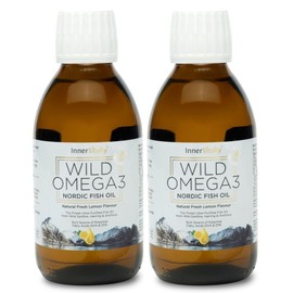 Omega 3 Fish Oil Liquid - Natural Fresh Lemon Flavour with NO Fishy Taste, High Strength DHA/EPA - 400ml Made from Wild Caught Nordic Fish Oil | 3rd Party Tested for Purity - Inner Vitality (2-Pack)
