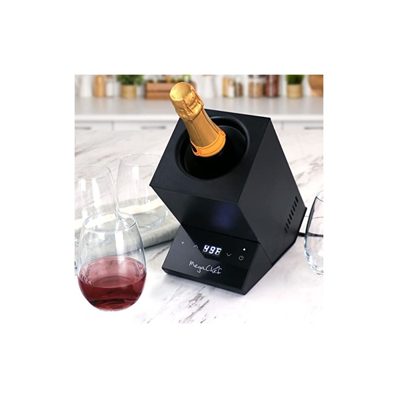 MegaChef Wine Chiller Electric, Single Bottle, Black, 25oz