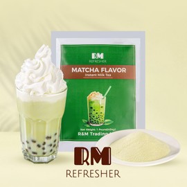 Matcha Milk Tea by RM refresher, Instant Milk Tea Powder Mix, Delicious Blended Tea for Personal and Commercial Use, Classic Package Design (1 Pack, 1 LB)