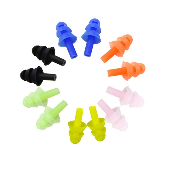 Honbay 6Pairs Reusable Silicone Swimming Earplugs Soft and Flexible Ear Plugs for Swimming, Learning, Hearing Protection, Concerts, Airplanes, Shooting, etc