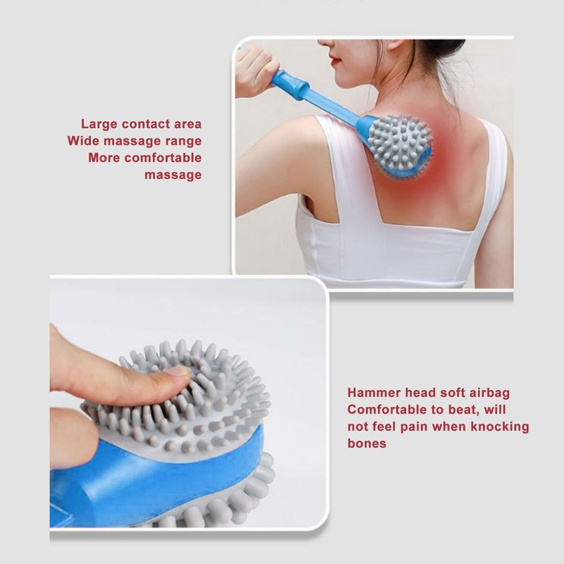Massage Hammer 2 Soft Heads Retractable Flexible Handle Large Area